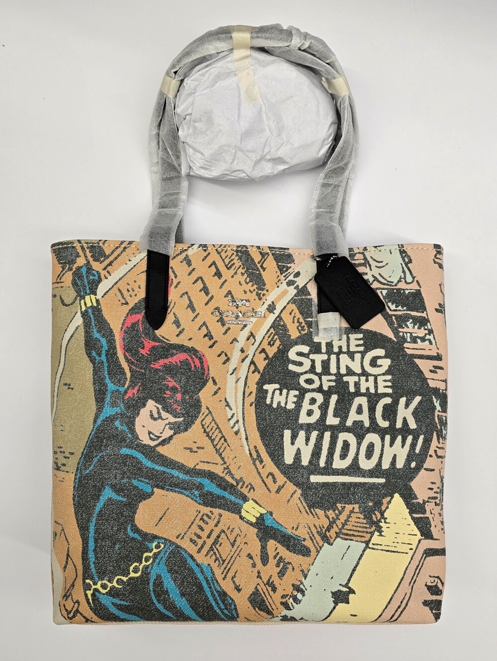 Coach x Marvel Blk Widow Cnvs Tote/ Shoulderbag-New With Tags &Wrap